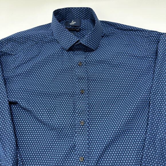 Buttoned Down Mens Shirt XL Blue Long Sleeve 100% Supima Cotton All Over Print - Picture 2 of 7